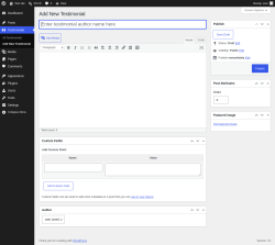 Page screenshot: Testimonials &rarr; Add New Testimonial