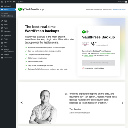 Page screenshot: Jetpack → VaultPress Backup