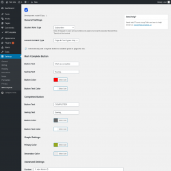Page screenshot: Settings &rarr; WPComplete