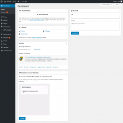 Page screenshot: Dashboard &lsaquo; Test site &mdash; WordPress