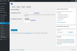 Page screenshot: Settings &rarr; WPComplete