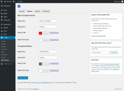 Page screenshot: Settings &rarr; WPComplete &rarr; Buttons