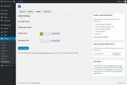 Page screenshot: Settings &rarr; WPComplete &rarr; Graphs