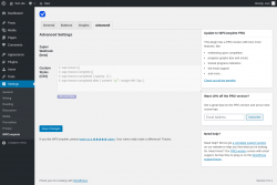 Page screenshot: Settings &rarr; WPComplete &rarr; Advanced