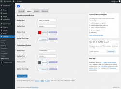 Page screenshot: Settings &rarr; WPComplete &rarr; Buttons