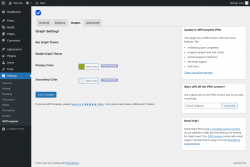Page screenshot: Settings &rarr; WPComplete &rarr; Graphs