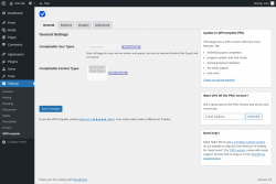 Page screenshot: Settings &rarr; WPComplete