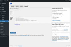Page screenshot: Settings &rarr; WPComplete &rarr; Advanced