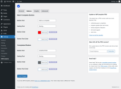 Page screenshot: Settings &rarr; WPComplete &rarr; Buttons