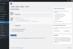 Page screenshot: Settings &rarr; WPComplete &rarr; Advanced