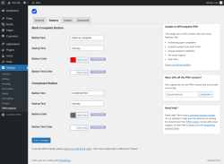 Page screenshot: Settings &rarr; WPComplete &rarr; Buttons
