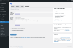 Page screenshot: Settings &rarr; WPComplete &rarr; Advanced