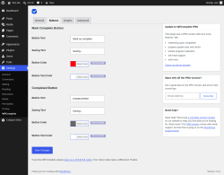 Page screenshot: Settings &rarr; WPComplete &rarr; Buttons