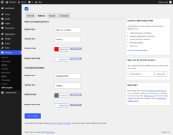 Page screenshot: Settings &rarr; WPComplete &rarr; Buttons