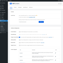 Page screenshot: WPConsent &rarr; Settings