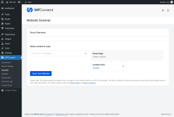 Page screenshot: WPConsent &rarr; Scanner