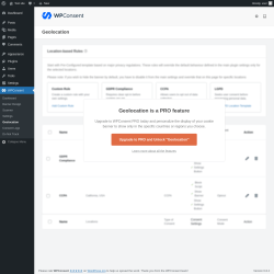 Page screenshot: WPConsent &rarr; Geolocation