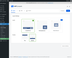 Page screenshot: WPConsent &rarr; Banner Design