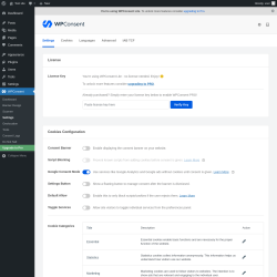 Page screenshot: WPConsent &rarr; Settings