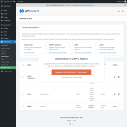Page screenshot: WPConsent &rarr; Geolocation
