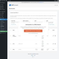 Page screenshot: WPConsent &rarr; Geolocation
