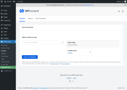Page screenshot: WPConsent &rarr; Scanner