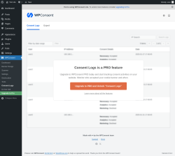 Page screenshot: WPConsent &rarr; Consent Logs