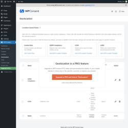 Page screenshot: WPConsent &rarr; Geolocation