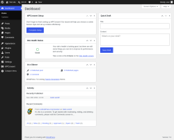 Page screenshot: Dashboard &lsaquo; Test site &mdash; WordPress