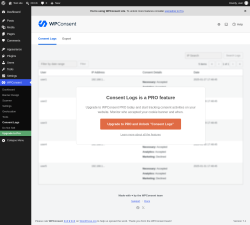 Page screenshot: WPConsent &rarr; Consent Logs