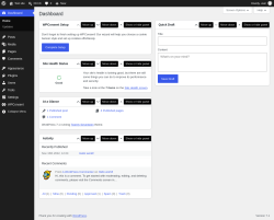Page screenshot: Dashboard &lsaquo; Test site &mdash; WordPress