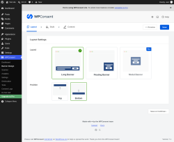 Page screenshot: WPConsent &rarr; Banner Design