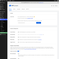 Page screenshot: WPConsent &rarr; Settings