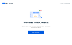 Page screenshot: WPConsent Onboarding Wizard &lsaquo; Test site &mdash; WordPress