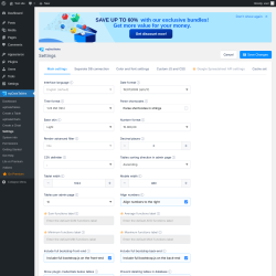 Page screenshot: wpDataTables &rarr; Settings