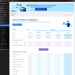 Page screenshot: wpDataTables &rarr; Lite vs Premium