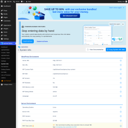 Page screenshot: wpDataTables &rarr; System info
