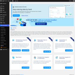 Page screenshot: wpDataTables &rarr; Addons