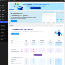 Page screenshot: wpDataTables &rarr; Lite vs Premium