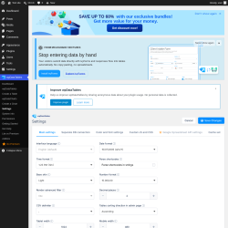 Page screenshot: wpDataTables &rarr; Settings