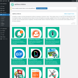 Page screenshot: wpDiscuz &rarr; &raquo; Addons