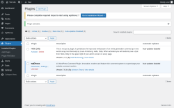 Page screenshot: Plugins ‹ Test site — WordPress