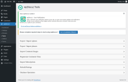 Page screenshot: wpDiscuz &rarr; &raquo; Tools