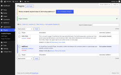 Page screenshot: Plugins &lsaquo; Test site &mdash; WordPress