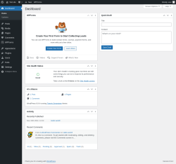 Page screenshot: Dashboard &lsaquo; Test site &mdash; WordPress
