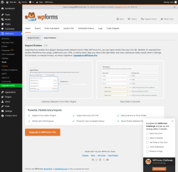 Page screenshot: WPForms &rarr; Tools &rarr; 
						Import Entries					