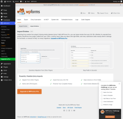 Page screenshot: WPForms &rarr; Tools &rarr; 
						Import Entries					