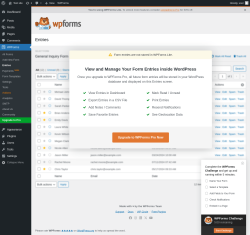 Page screenshot: WPForms → Entries