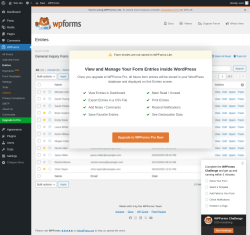 Page screenshot: WPForms → Entries