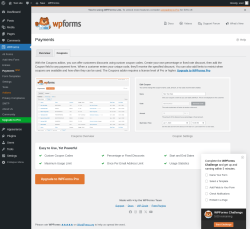 Page screenshot: WPForms → Payments NEW! → 
					Coupons				